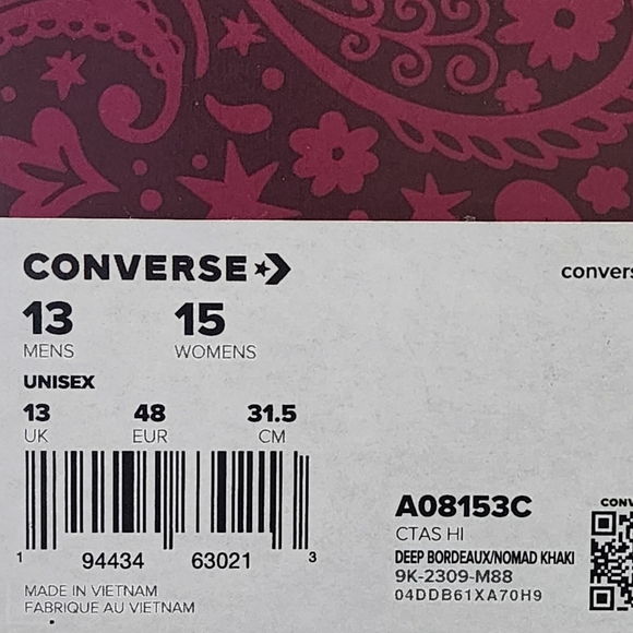 Converse x Wonka Men's Chuck Taylor All Star Bordeaux Corduroy Shoes - 13 - Picture 10 of 10